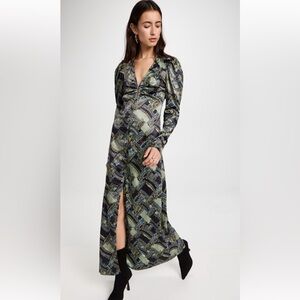 Ganni Crinkled Satin Maxi Dress